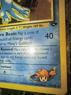 Pokemon Misty's Golduck Gym Challenge 12/132 Holo Rare Card Cut Off Swirl - Image 5