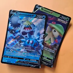 Breloom V 006/264 & Crabominable 076/264 Fusion Strike Pokemon Card Holo Rare. - Image 1