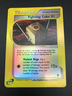Fighting Cube 01 121/147 REVERSE HOLO Pokemon Aquapolis Vintage WOTC NM 2003 - Image 1