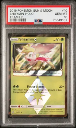 2019 POKEMON SUN & MOON TEAM UP SHAYMIN HOLO 10/181 PSA 10 GEM MT LOW POP 41 - Image 1