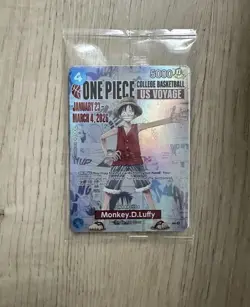 One Piece US Voyage College Basketball Promo Card Monkey D Luffy With Poster - Image 2