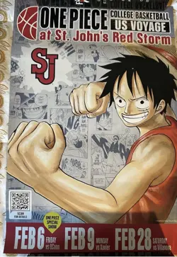 One Piece US Voyage College Basketball Promo Card Monkey D Luffy With Poster - Image 4