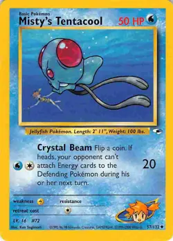 Misty's Tentacool 57/132 Uncommon Gym Heroes Pokemon LP - Image 1