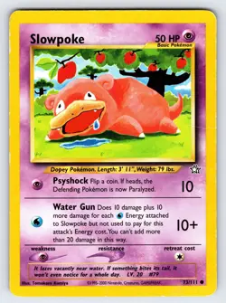 Slowpoke 73/111 2000 Neo Genesis Pokemon Card TCG Komiya Art Vintage WOTC Mp/Hp - Image 1