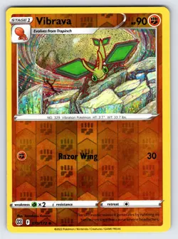 Vibrava 075/172 2022 Brilliant Stars Pokemon Card TCG Komiya Reverse Holo - Nm - Image 1