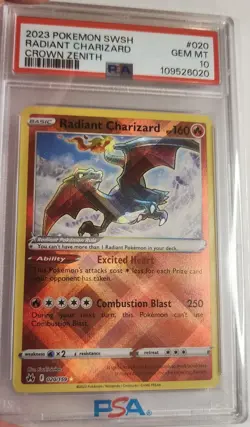 2023 Pokemon Sword and Shield Radiant Charizard Crown Zenith #020 PSA 10 Gem MT - Image 1