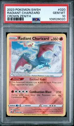2023 Pokemon Sword and Shield Radiant Charizard Crown Zenith #020 PSA 10 Gem MT - Image 2