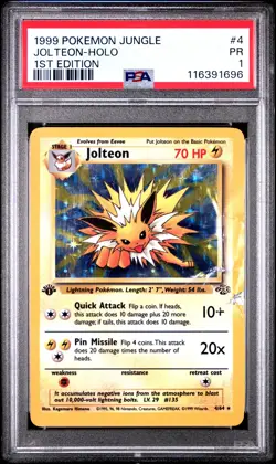 1999 POKEMON JUNGLE 1ST ED #4 JOLTEON-HOLO PSA 1 - Image 1