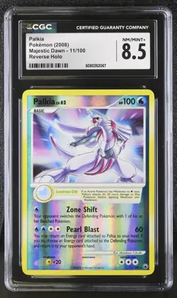 CGC 8.5 Palkia 2008 Majestic Dawn 11/100 Reverse Holo Pokemon Card - Image 1