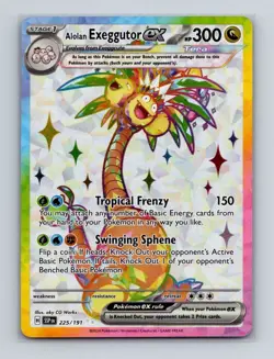 Alolan Exeggutor ex 225 2024 Pokemon Surging Sparks Full Art Ultra Rare Card NM+ - Image 1