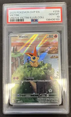 2025 POKEMON SVP EN-SV BLACK STAR PROMO #208 VICTINI UNOVA ILLUS COLL PSA 10 - Image 1