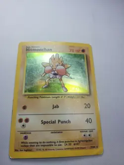 Hitmonchan 7/102 Unlimited Base Set Holo Pokemon Card 1999 WOTC - Played - Image 3