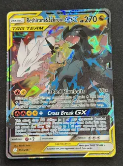 Reshiram & Zekrom GX 157/236 Cosmic Eclipse Tag Team Holo 🔥 Pokemon - Image 1