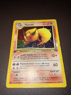 Pokemon! Flareon - Jungle - Holo - 3/64- 1st Edition - Damaged! - Image 1