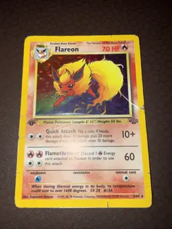 Pokemon! Flareon - Jungle - Holo - 3/64- 1st Edition - Damaged! - Image 2