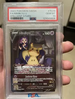 2022 POKEMON SWORD & SHIELD BRILLIANT STARS #TG16 FULL ART/MIMIKYU V PSA 10 - Image 1