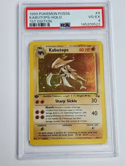 1999 POKEMON FOSSIL 1ST EDITION #9 KABUTOPS-HOLO PSA 4 - Image 1