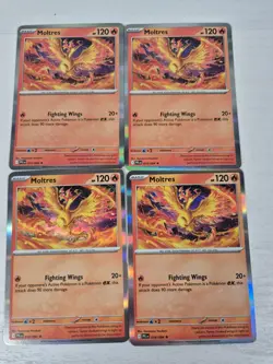 Playset 4x Moltres 014/094 Phantasmal Flames Pokemon TCG English Holo Deck Build - Image 1
