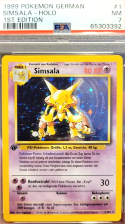 PSA 7 1st Edition Base Set Alakazam 1 NM Simsala German Pokemon Card Vintage - Image 1