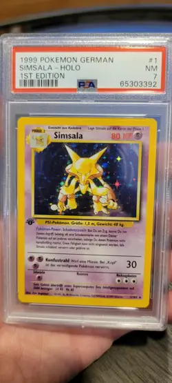 PSA 7 1st Edition Base Set Alakazam 1 NM Simsala German Pokemon Card Vintage - Image 4