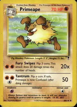 Primeape 59/110 Uncommon WOTC Legendary Collection Pokemon - Image 1