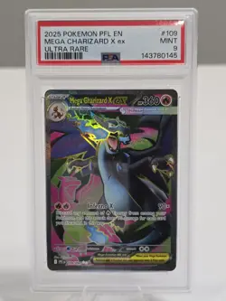 2025 POKEMON PFL EN-PHANTASMAL FLAMES ULTRA RARE #109 MEGA CHARIZARD X EX PSA 9 - Image 1