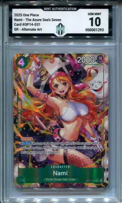 2025 One Piece Nami OP14-031 SR Alt Art The Azure Sea's Seven MA 10 - Image 1