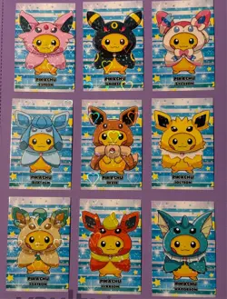 Poncho Pikachu Eeveelutions - Attacks 2 Database Hearts Holo - 9 Card Set - Image 1