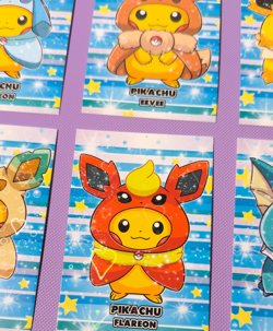 Poncho Pikachu Eeveelutions - Attacks 2 Database Hearts Holo - 9 Card Set - Image 2