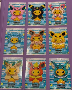 Poncho Pikachu Eeveelutions - Attacks 2 Database Hearts Holo - 9 Card Set - Image 3