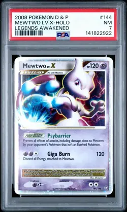Mewtwo LV X 144/146 DP Legends Awakened Holo 2008 Pokemon TCG Card PSA 7 - Image 1