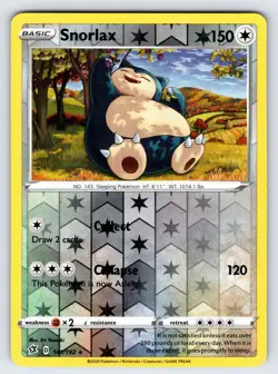 Snorlax 141/192 Rebel Clash Pokemon Card TCG Komiya Art Reverse Holo Rare - Nm - Image 1