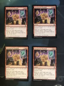 4x Unexpected Windfall, MTG Forgotten Realms, NM/Never Played, Full Set - Image 1