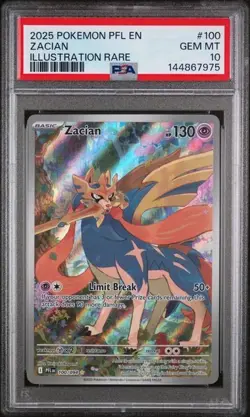 PSA 10 Zacian 100/094 Phantasmal Flames Pokemon TCG PSA 10 - Image 1