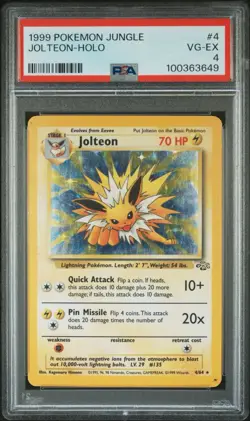 1999 Pokemon Jungle Jolteon-Holo #4 VG-EX - Image 1