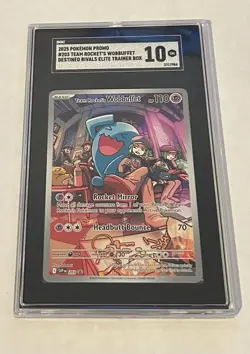 2025 POKEMON SVP EN-SV BLACK STAR PROMO #203 TEAM ROCKET'S WOBBUFFET SGC 10 GM - Image 1