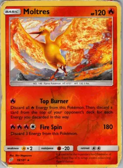 Moltres 19/181 2019 SM Team Up Reverse Holo Rare HP - Image 1