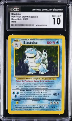 1999 POKEMON BASE SET UNLIMITED HOLO SPANISH #2 BLASTOISE CGC 10 - Image 1