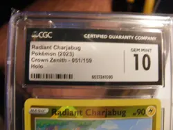 Pokemon Radiant Charjabug Holo #51 Crown Zenith 2023 - CGC 10 Gem Mint - Image 2