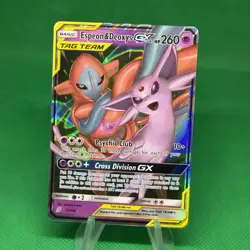 Espeon and Deoxys GX 72/236 Pokemon TCG Unified Minds Tag Team Ultra Rare - Image 1