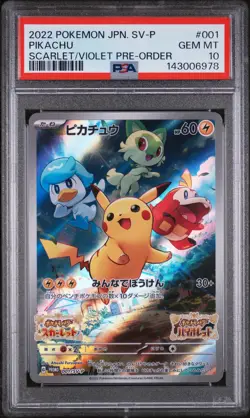 2022 POKEMON JPN SV PROMO SCARLET & VIOLET PRE-ORDER #001 PIKACHU PSA 10 - Image 1