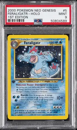 2000 POKEMON NEO GENESIS 1ST ED #5 FERALIGATR-HOLO PSA 9 - Image 1