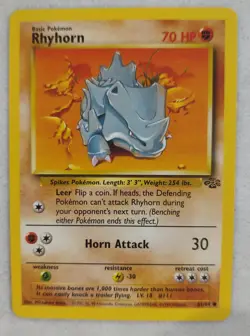 Pokemon TCG Rhyhorn 61/64 Jungle Set Common - Image 1