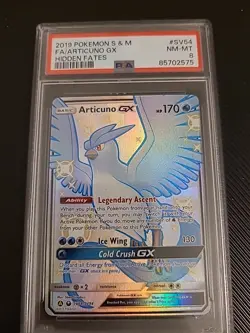 2019 Pokemon Sun & Moon Hidden Fates: Articuno GX FA SV54/SV94 PSA 8 - Image 1
