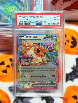 PSA 9 MINT Eevee EX Surprise Box Exclusive Promo PRE 2025 Pokemon 075/131 - Image 1