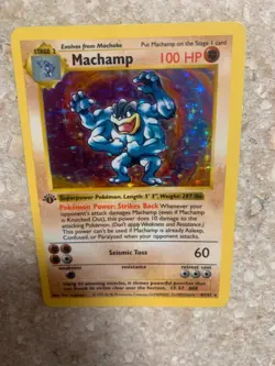 Pokemon 1st Edition MACHAMP 1999 Base Set Holo Good Cond. Rare - Image 2
