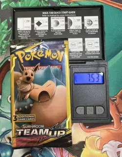 Pokemon TCG Sun & Moon Team Up Mini Booster Pack Snorlax & Eevee Sealed 7.53G - Image 1