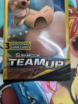 Pokemon TCG Sun & Moon Team Up Mini Booster Pack Snorlax & Eevee Sealed 7.53G - Image 5