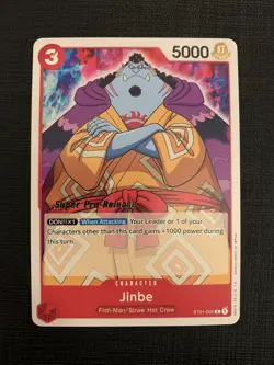 One Piece TCG Super Pre Release 1st Edition Jinbe ST01-005 Luffy Starter Deck - Image 1