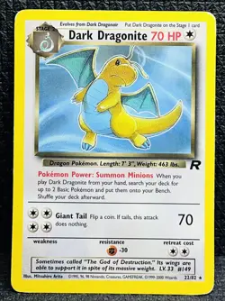 Pokemon Dark Dragonite TCG Card 22/82 Non-Holo, Wizards of the Coast 1999 MP - Image 1